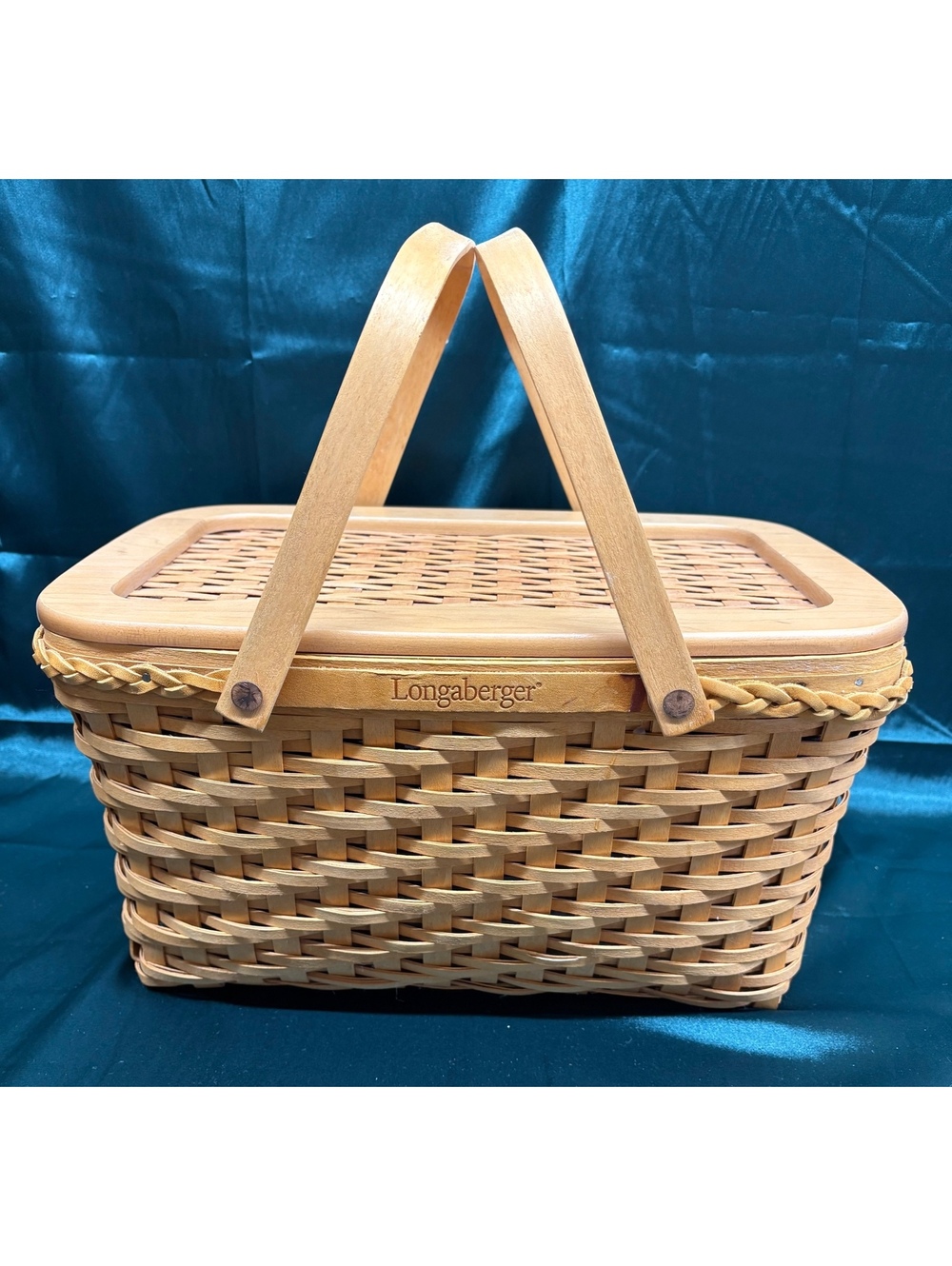 Vintage Longaberger 2000 Founder’s Market Picnic Basket Tribute To Dad